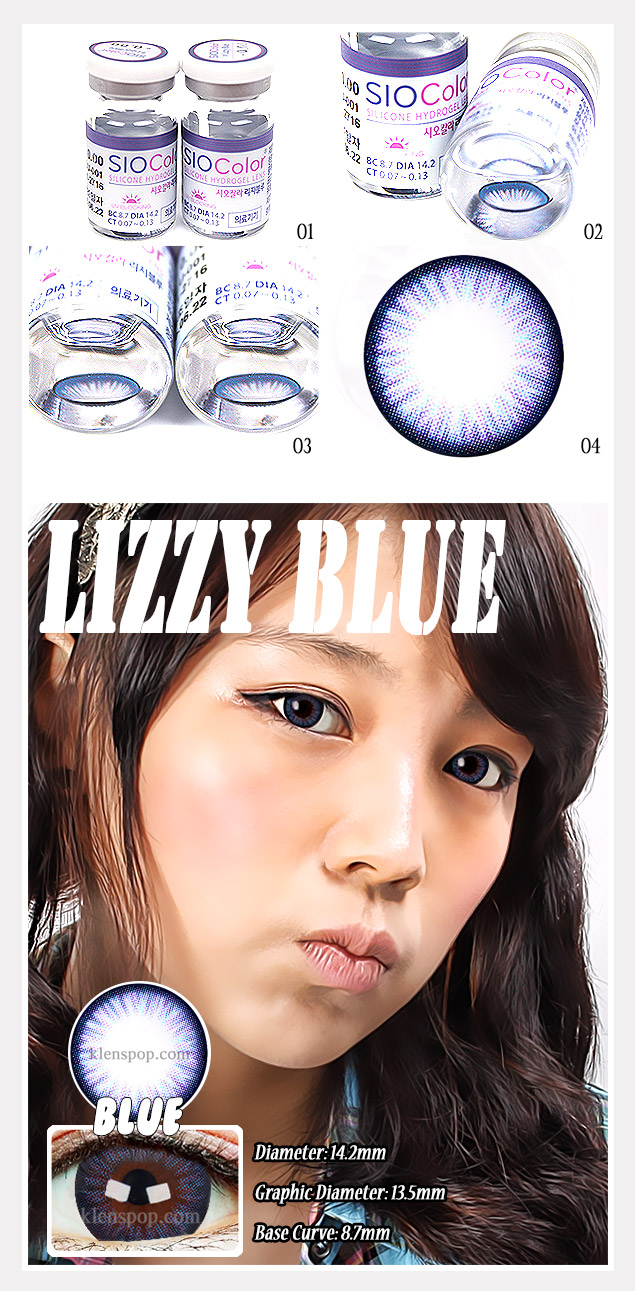 Description image of Sio Color Lizzy Blue (2pcs) 6 Months Prescription Colored Contacts